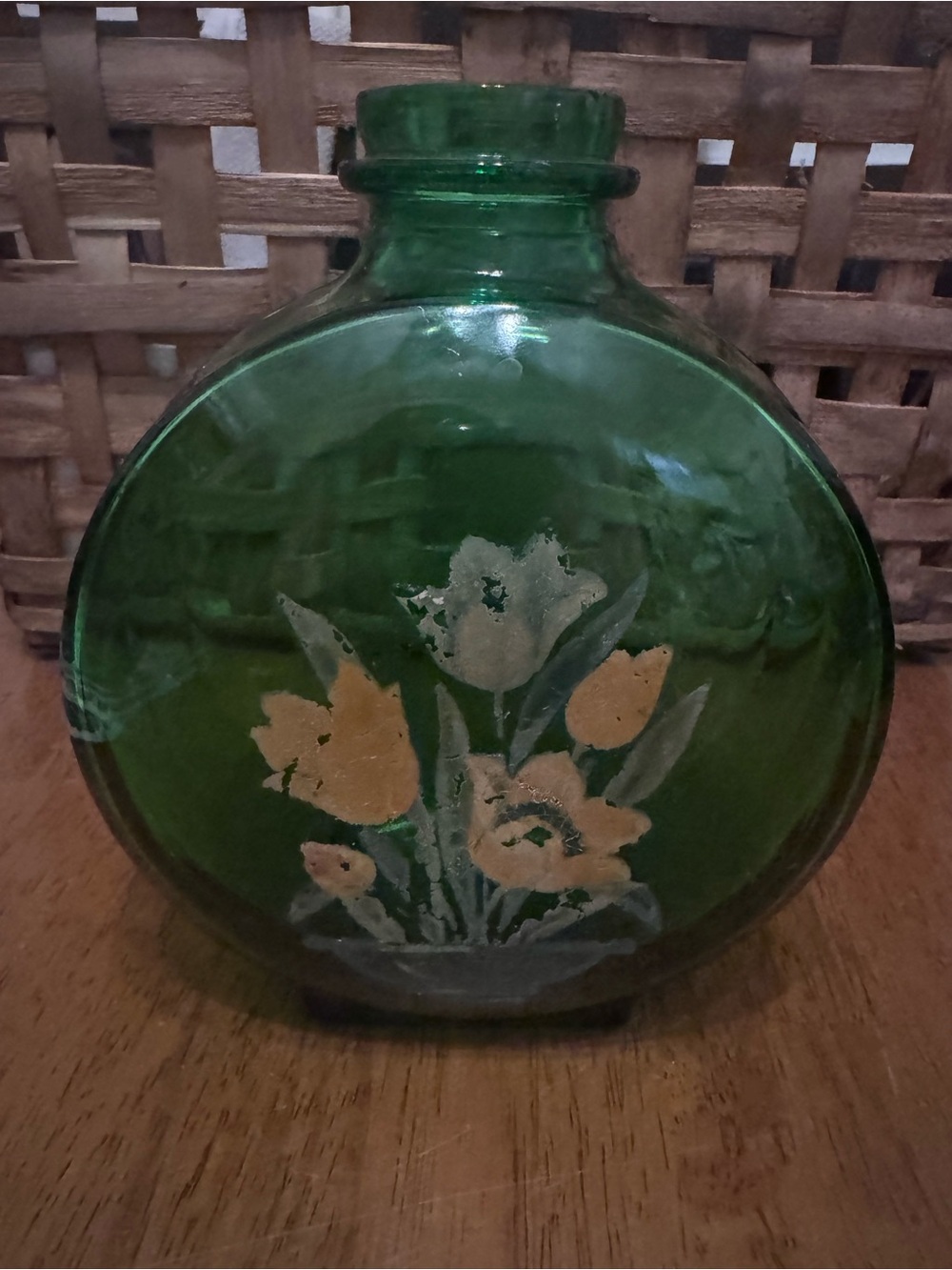 Vintage green Sunsweet Prune Juice Bottle